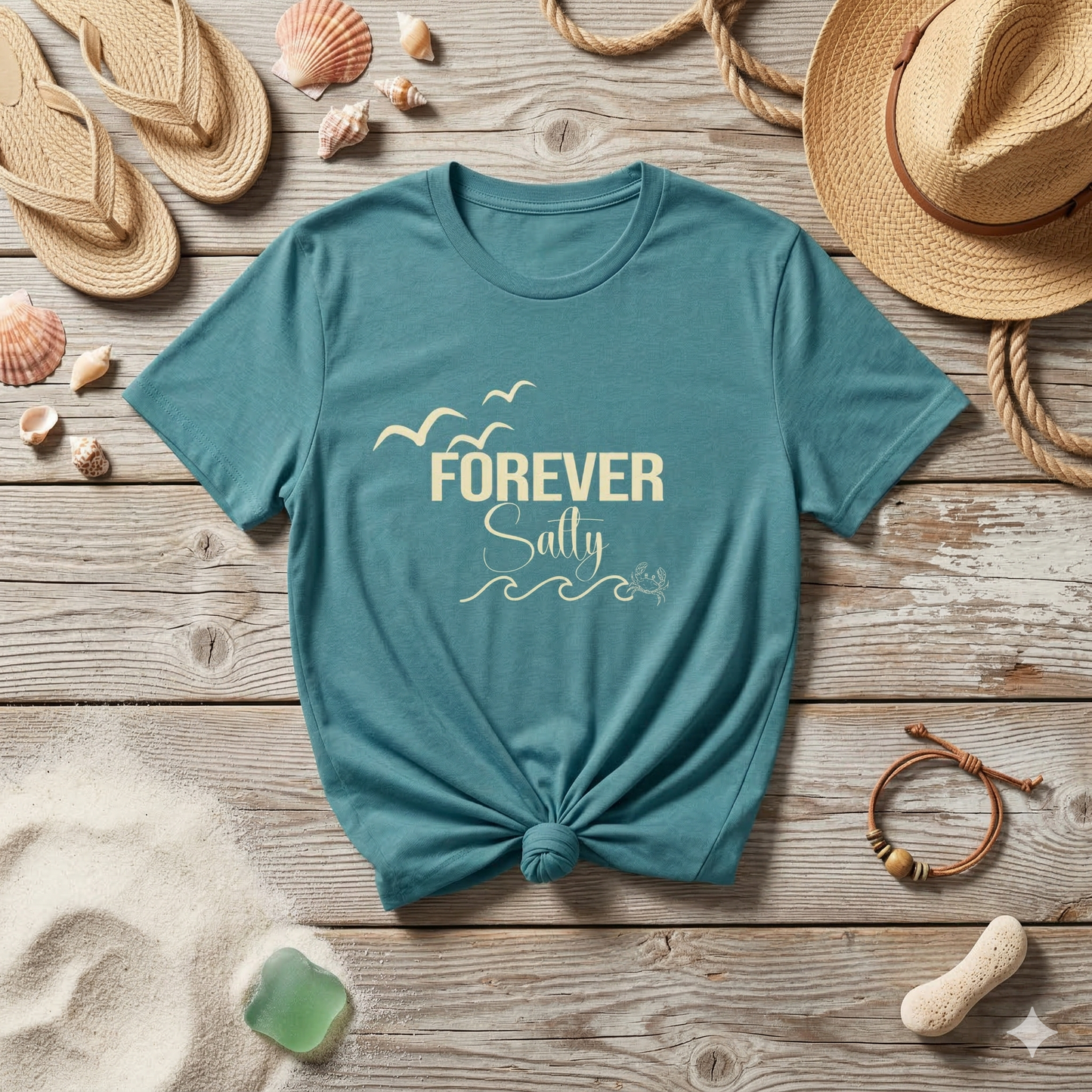Forever Salty Shirt, Beach Graphic Tee, Coastal Aesthetic T-Shirt, Ocean Lover Gift, Summer Vacation Shirt, Cute Beach Outfit Top