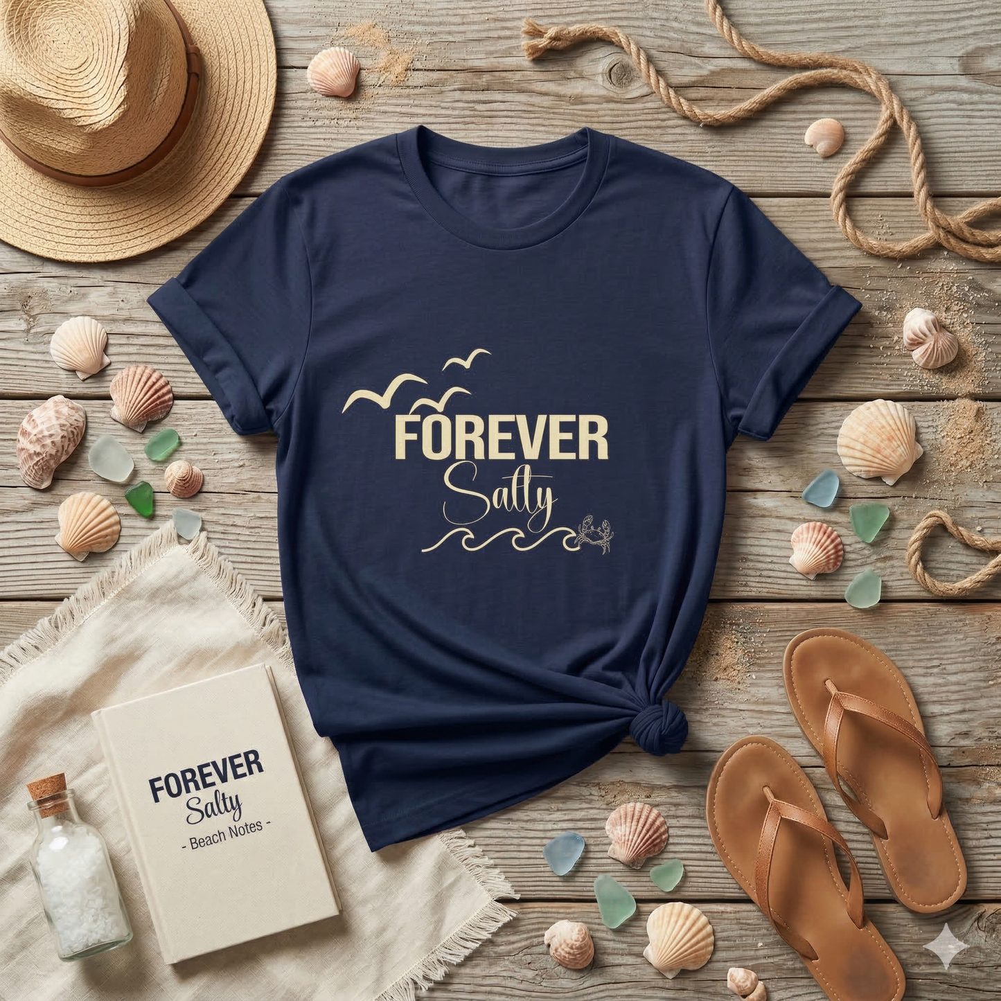 Forever Salty Shirt, Beach Graphic Tee, Coastal Aesthetic T-Shirt, Ocean Lover Gift, Summer Vacation Shirt, Cute Beach Outfit Top