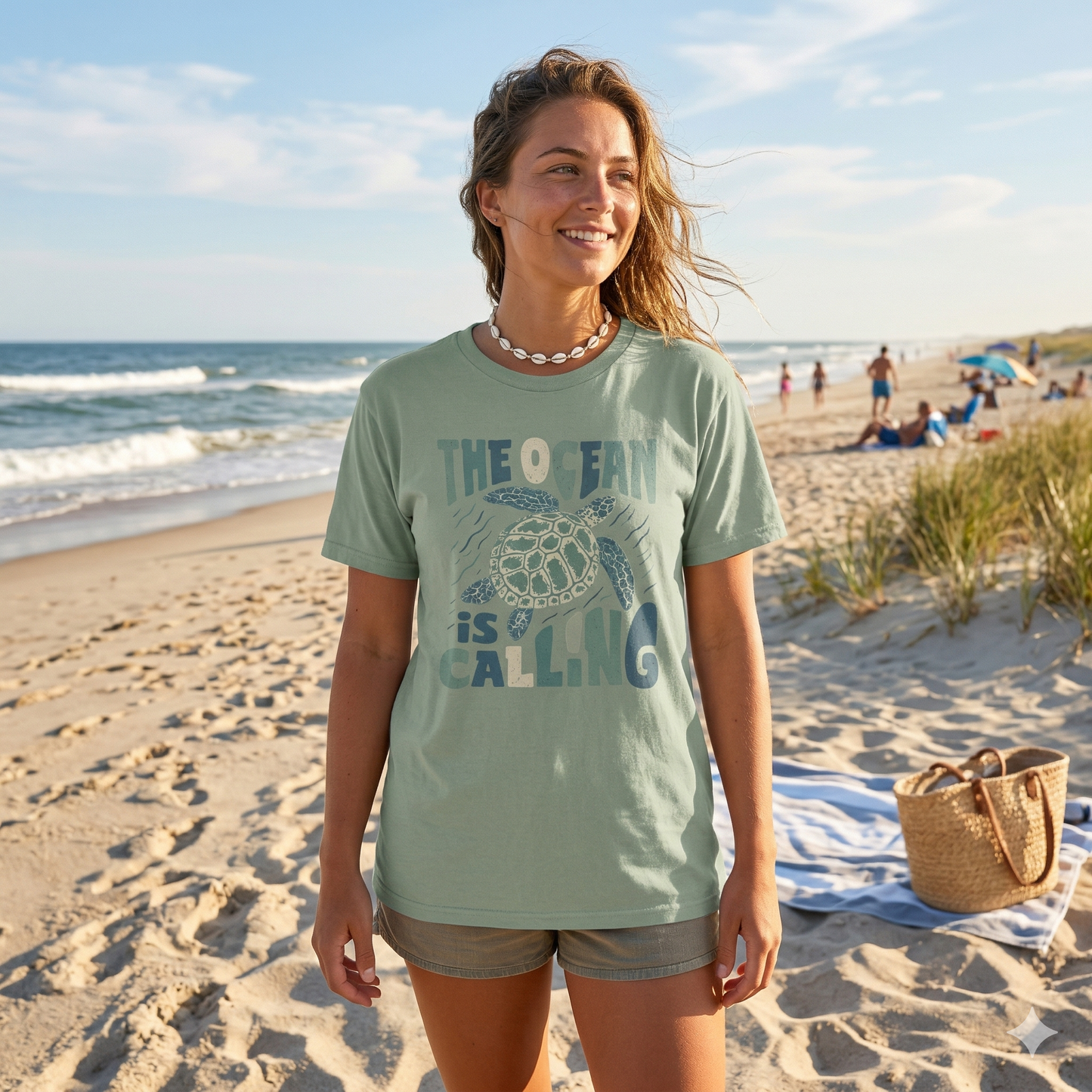 The Ocean Is Calling Shirt, Sea Turtle Tee, Beach Lover Shirt, Ocean Vibes T-Shirt, Coastal Aesthetic Tee, Minimal Turtle Shirt, Summer Beach Tee