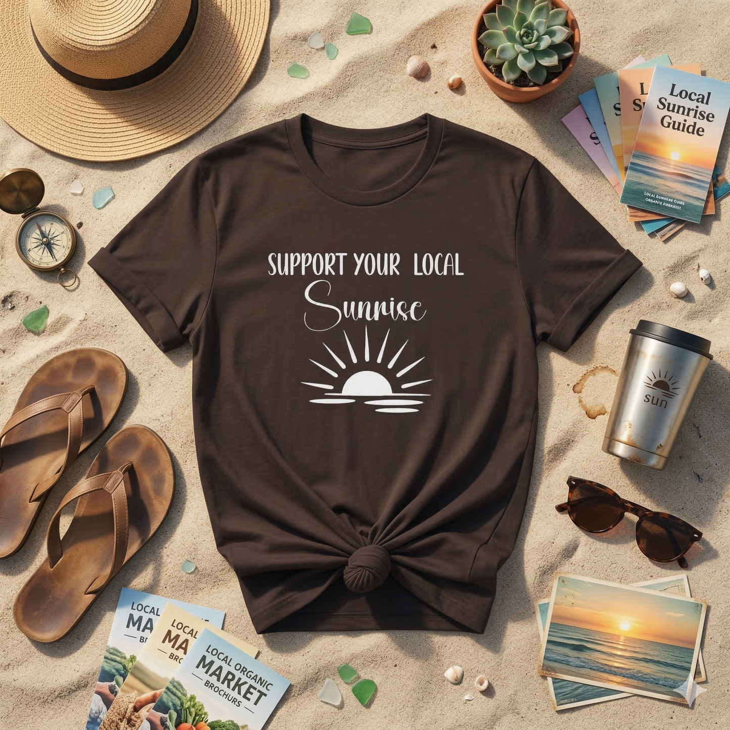 Support Your Local Sunrise T-Shirt – Minimalist Sunrise Graphic Tee – Nature Lover Shirt – Outdoor Adventure Tee – Sunrise Lover Gift