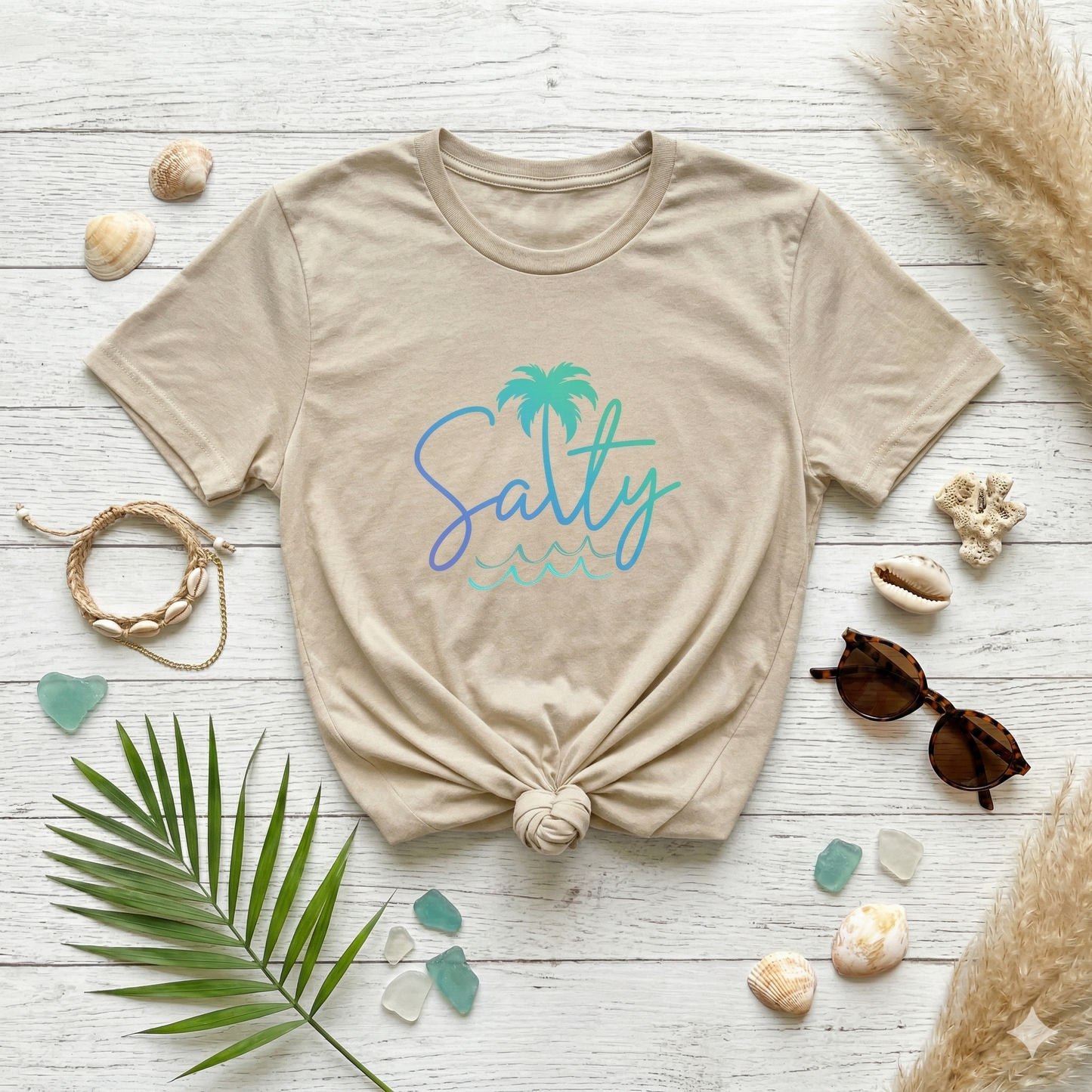 Salty Shirt, Beach Vibes Tee, Coastal Graphic Shirt, Palm Tree Ocean Shirt, Summer Aesthetic Shirt, Minimal Beach Tee, Ocean Lover Gift