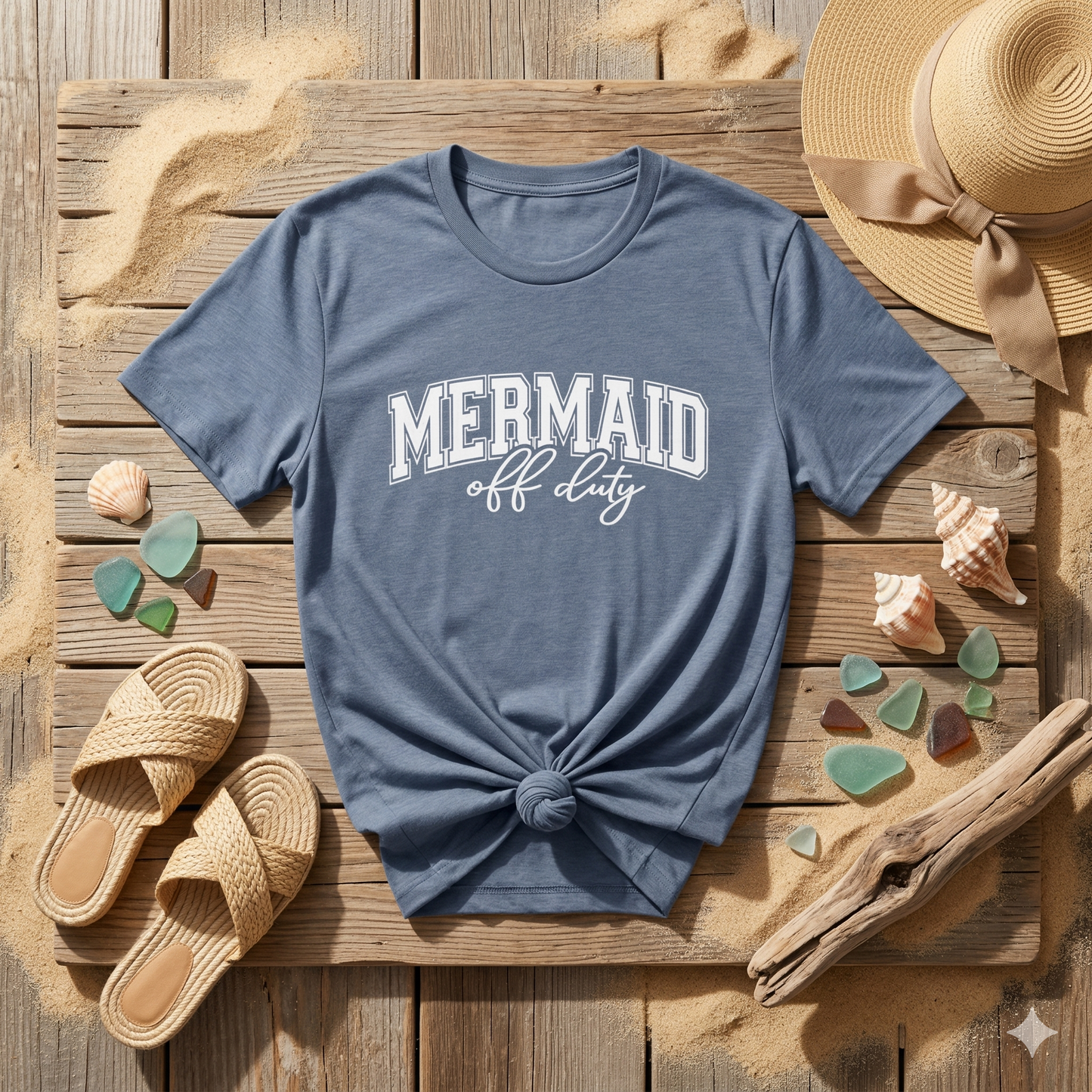 Mermaid Off Duty Shirt, Beach Graphic Tee, Summer Vacation Shirt, Coastal Vibes Shirt, Ocean Lover Gift, Minimal Beach Tee