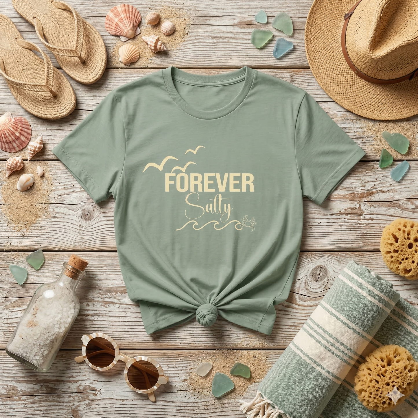 Forever Salty Shirt, Beach Graphic Tee, Coastal Aesthetic T-Shirt, Ocean Lover Gift, Summer Vacation Shirt, Cute Beach Outfit Top