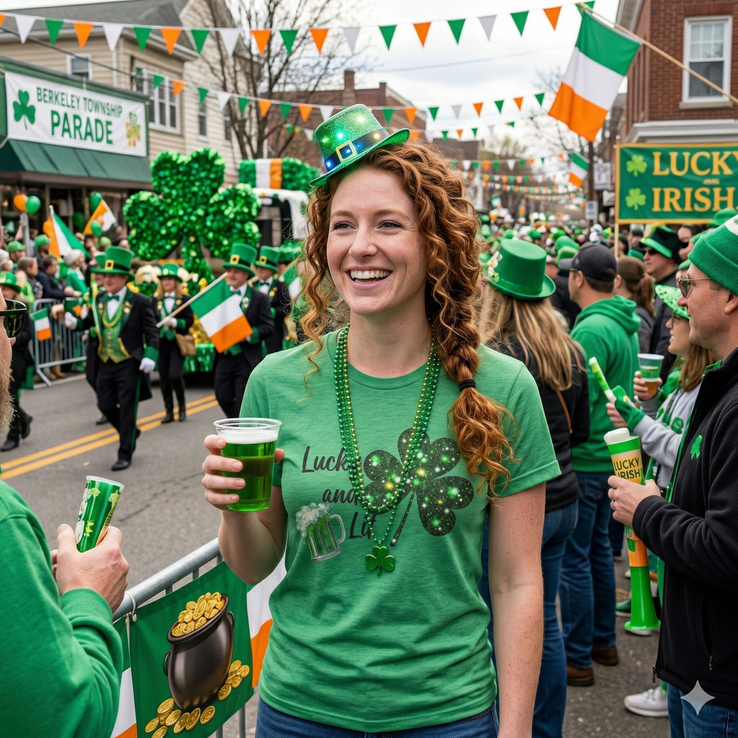 Lucky and Lit Shamrock T-Shirt — St. Patrick's Day Beer Tee