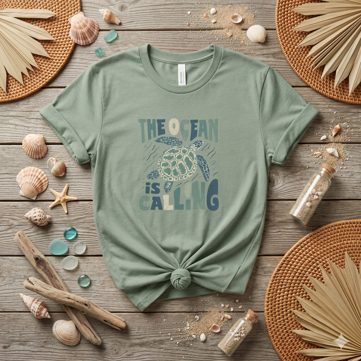 The Ocean Is Calling Shirt, Sea Turtle Tee, Beach Lover Shirt, Ocean Vibes T-Shirt, Coastal Aesthetic Tee, Minimal Turtle Shirt, Summer Beach Tee