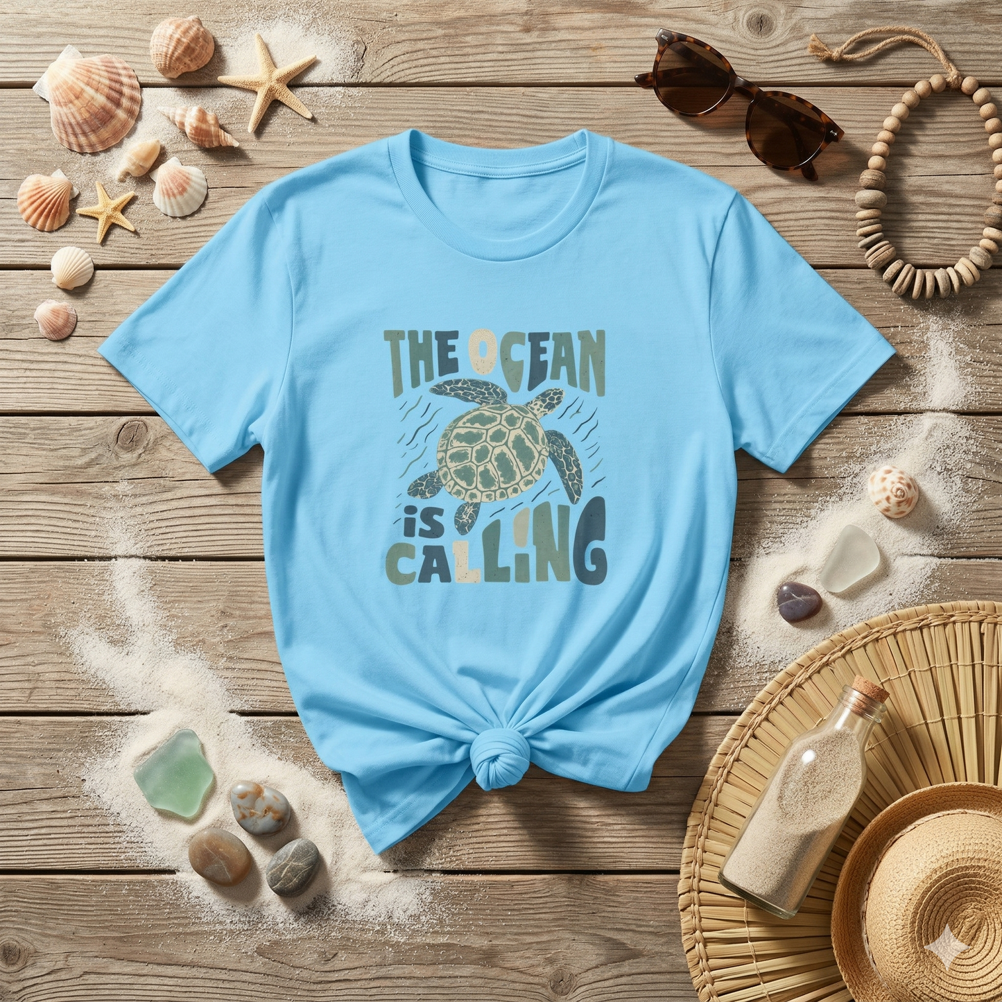 The Ocean Is Calling Shirt, Sea Turtle Tee, Beach Lover Shirt, Ocean Vibes T-Shirt, Coastal Aesthetic Tee, Minimal Turtle Shirt, Summer Beach Tee