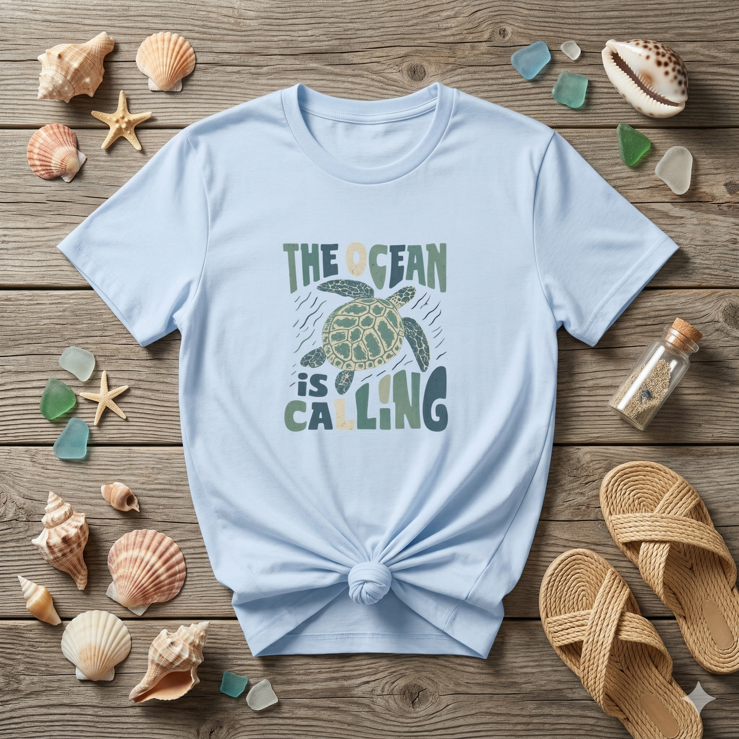 The Ocean Is Calling Shirt, Sea Turtle Tee, Beach Lover Shirt, Ocean Vibes T-Shirt, Coastal Aesthetic Tee, Minimal Turtle Shirt, Summer Beach Tee