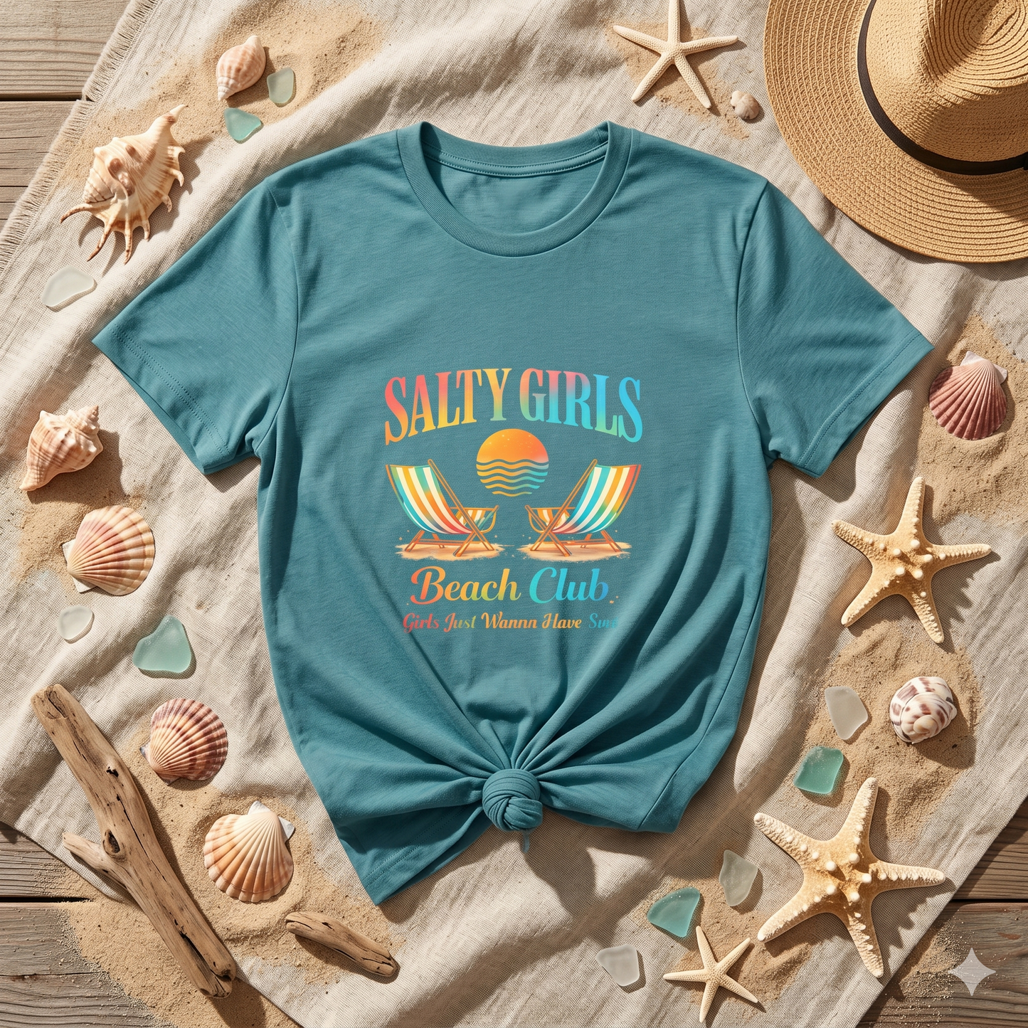 Salty Girls Beach Club Shirt, Retro Beach Tee, Summer Vacation Shirt, Coastal Vibes Shirt, Girls Trip Tee, Beach Lover Shirt, Ocean Aesthetic Tee