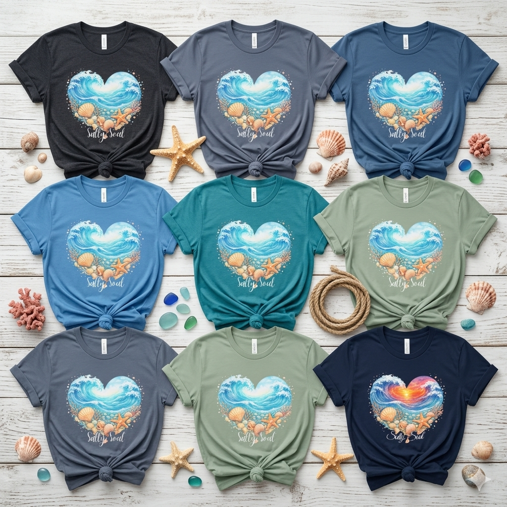 Salty Soul Sunset Shirt, Ocean Wave Heart Tee, Beach Sunset Shirt, Coastal Vibes Graphic Tee, Summer Beach Shirt, Ocean Lover Gift