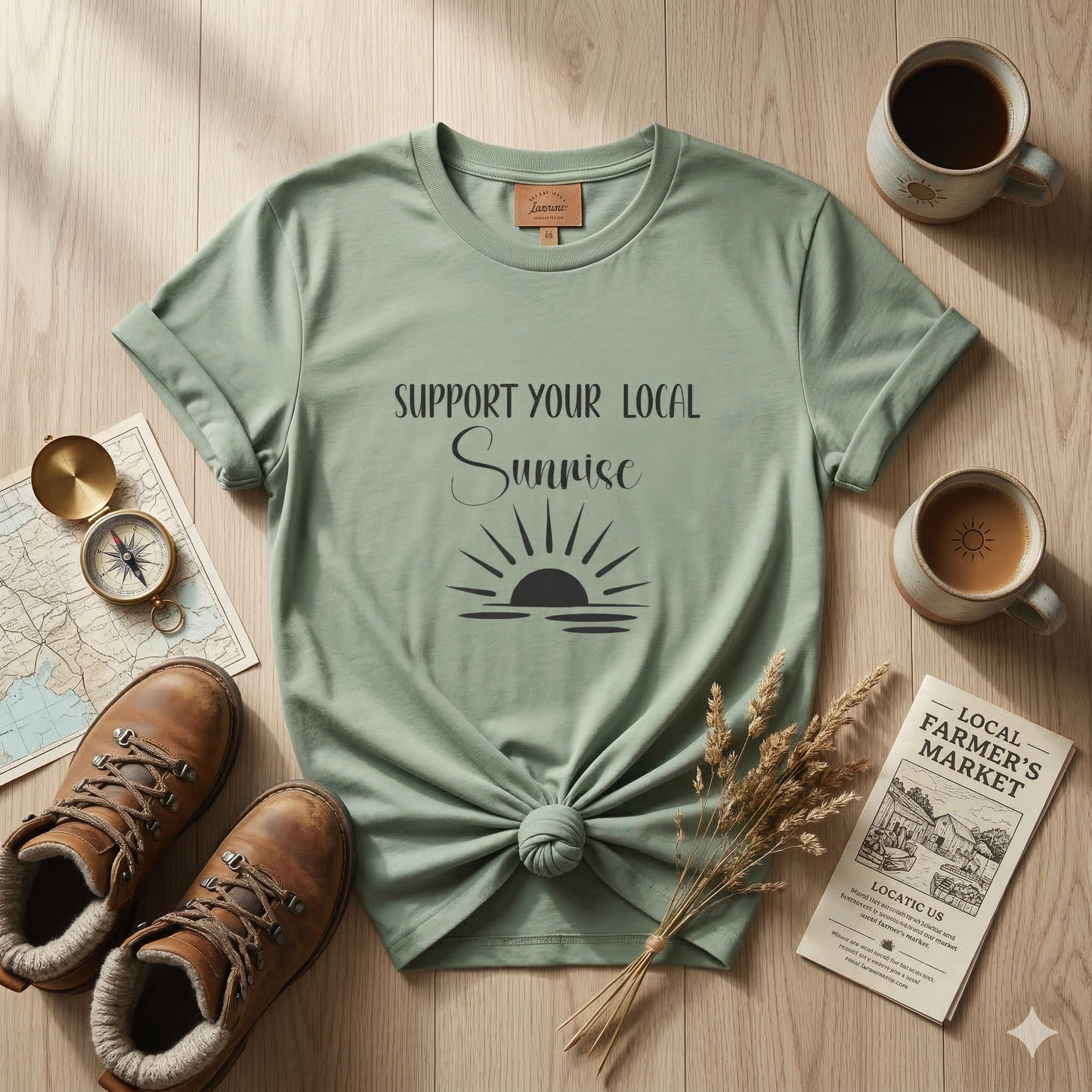 Support Your Local Sunrise T-Shirt – Minimalist Sunrise Graphic Tee – Nature Lover Shirt – Outdoor Adventure Tee – Sunrise Lover Gift