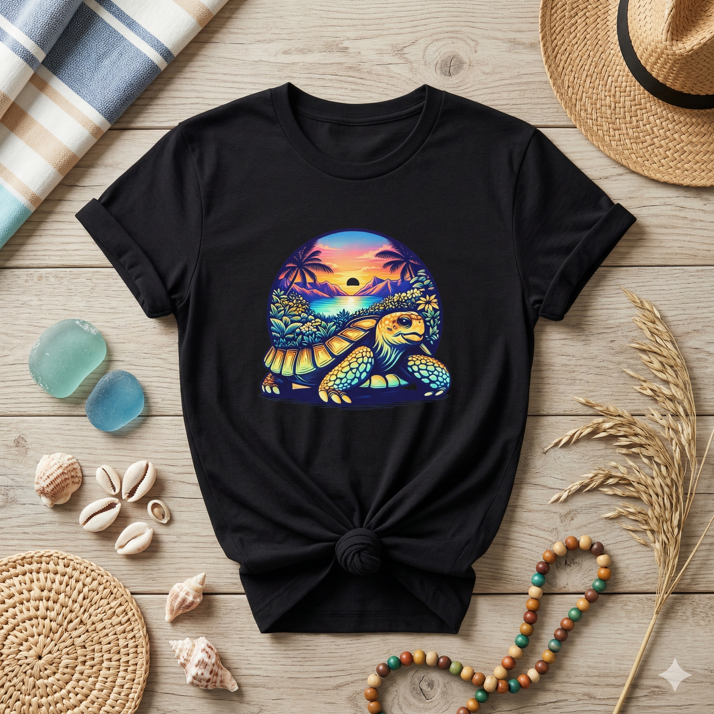 Sea Turtle Sunset Shirt, Beach Turtle Tee, Ocean Aesthetic Shirt, Coastal Graphic Tee, Tropical Sunset Shirt, Beach Lover Gift