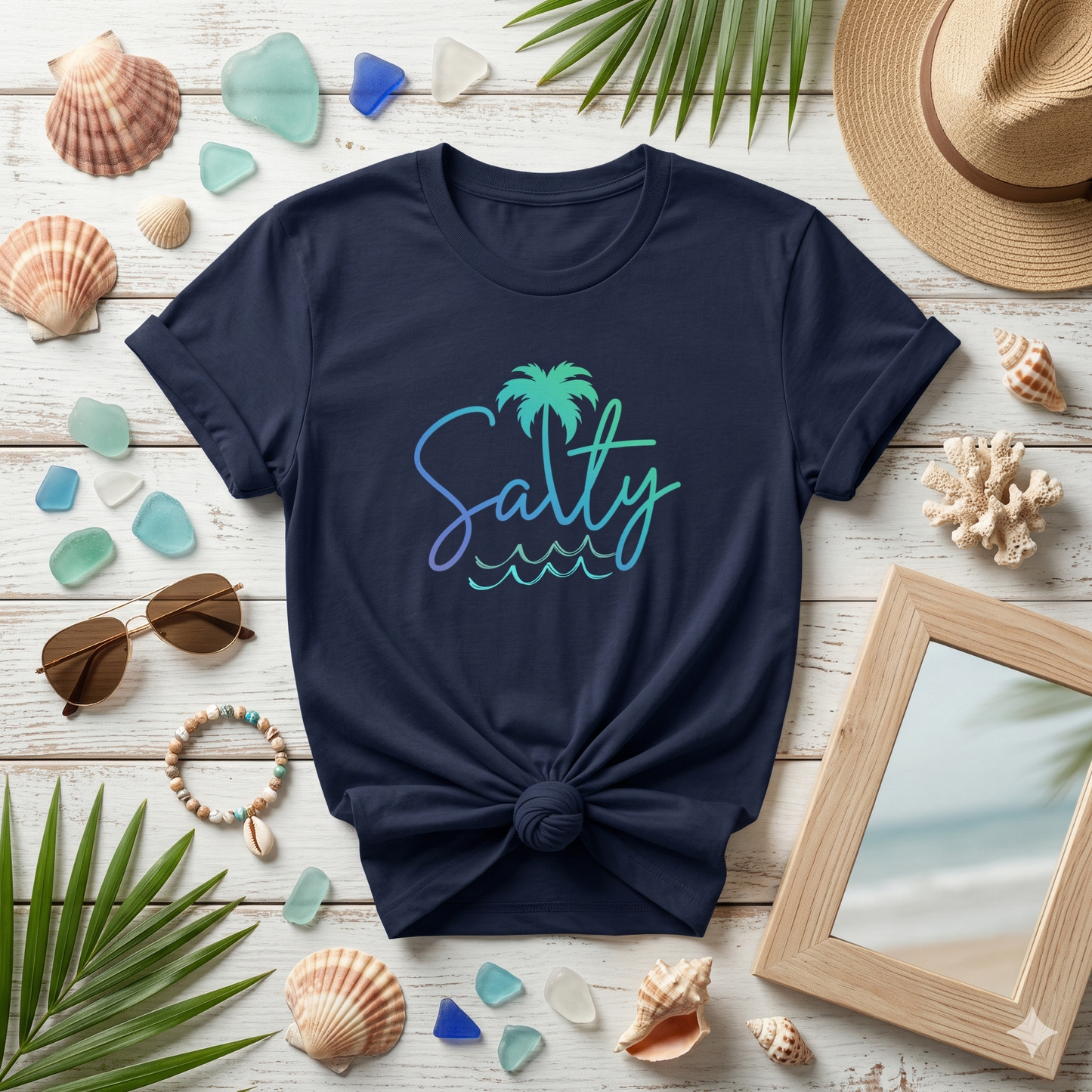 Salty Shirt, Beach Vibes Tee, Coastal Graphic Shirt, Palm Tree Ocean Shirt, Summer Aesthetic Shirt, Minimal Beach Tee, Ocean Lover Gift