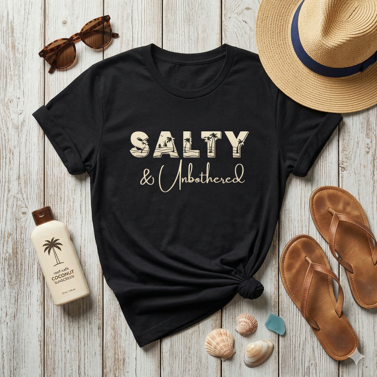 Salty & Unbothered Shirt, Beach Graphic Tee, Summer Vibes Shirt, Coastal Aesthetic T-Shirt, Funny Beach Shirt Women, Vacation Outfit Top