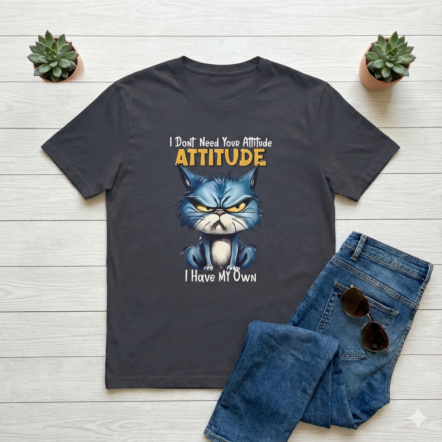 Grumpy Cat Attitude T-Shirt — "I Don't Need Your Attitude, I Have My Own" Graphic Tee