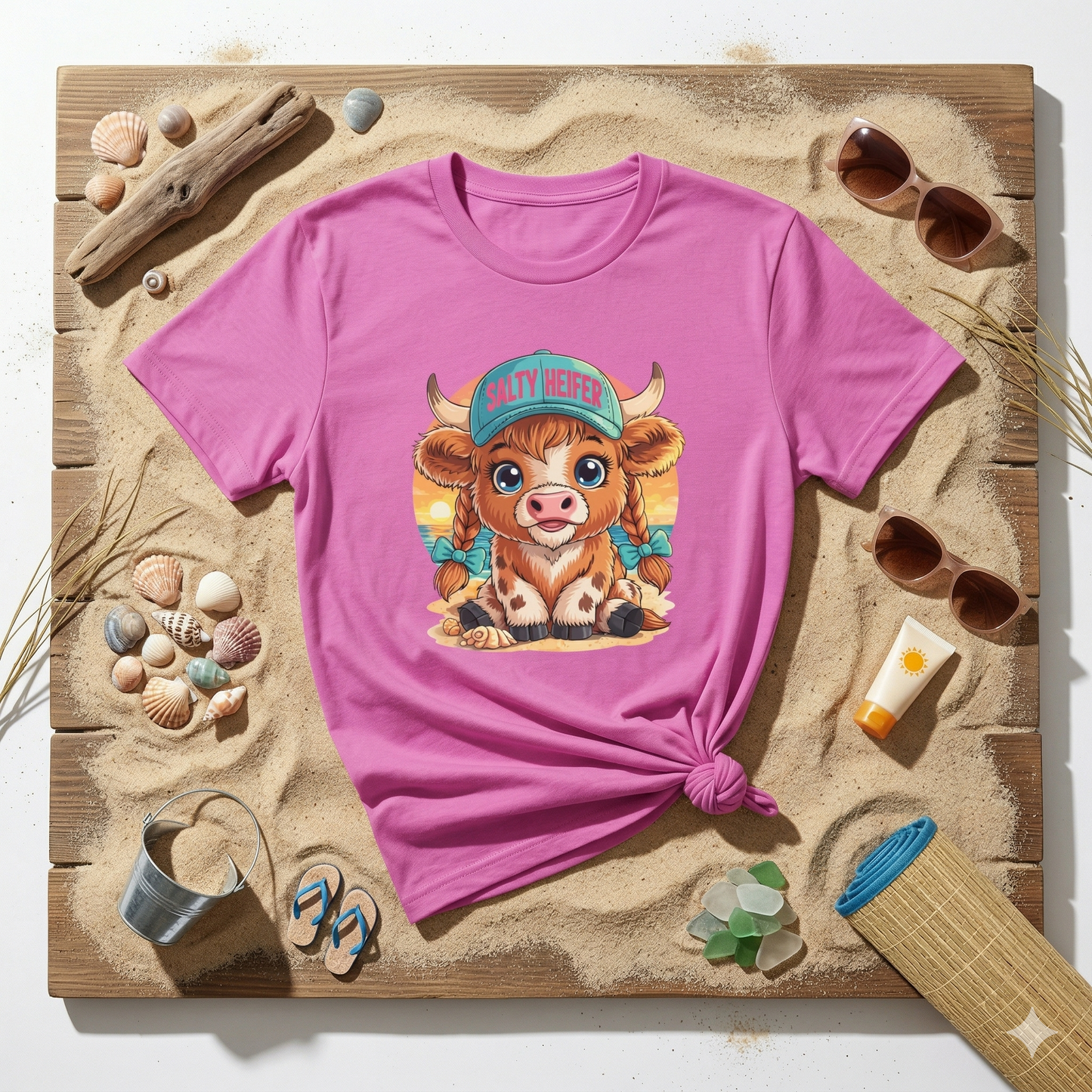 Salty Heifer Beach Shirt, Cute Cow Beach Tee, Highland Cow Summer Shirt, Funny Beach Cow Shirt, Coastal Cow Graphic Tee, Summer Vacation Shirt