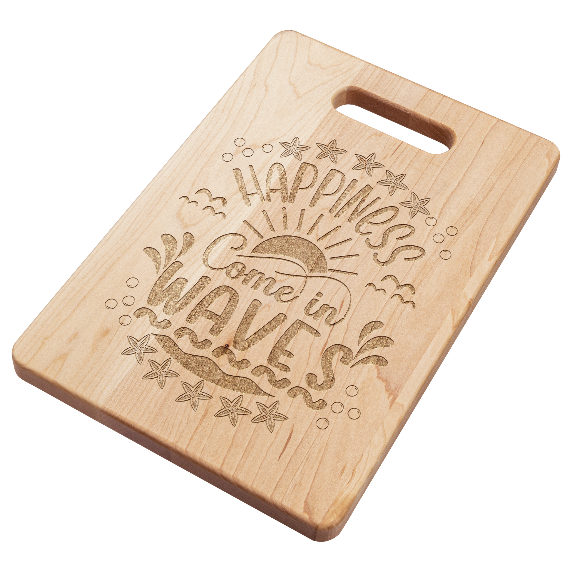 Happiness_Comes_in_Waves_Cutting_Board_Maple_V_Angle_Mockup.png