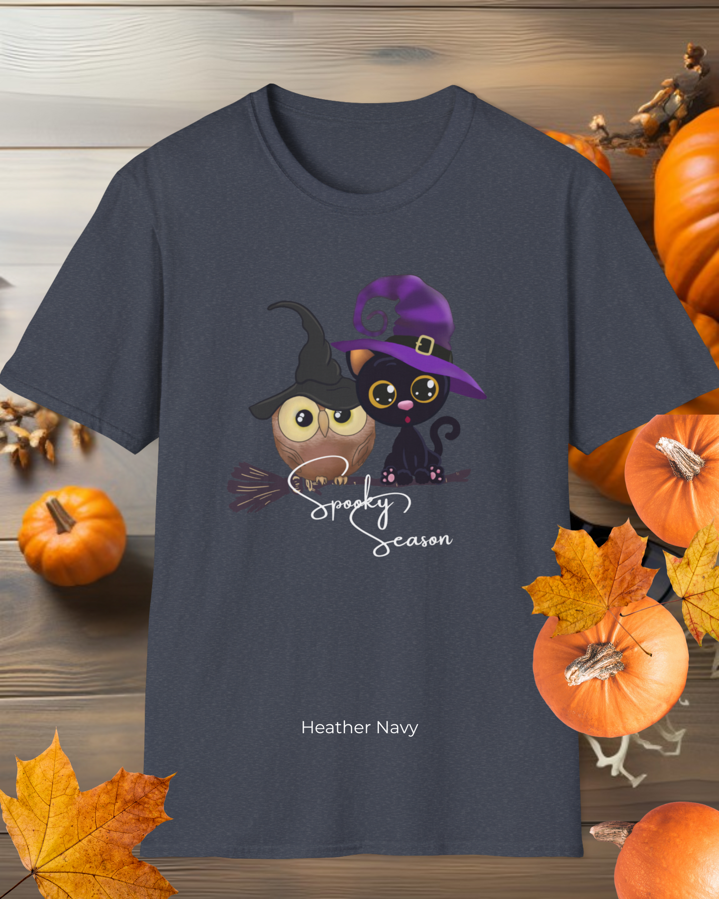 Whimsical Halloween T-Shirt, Cat and Owl Design, Cute Unisex Tee, Perfect for Halloween Parties, Trick or Treating, Gift Idea