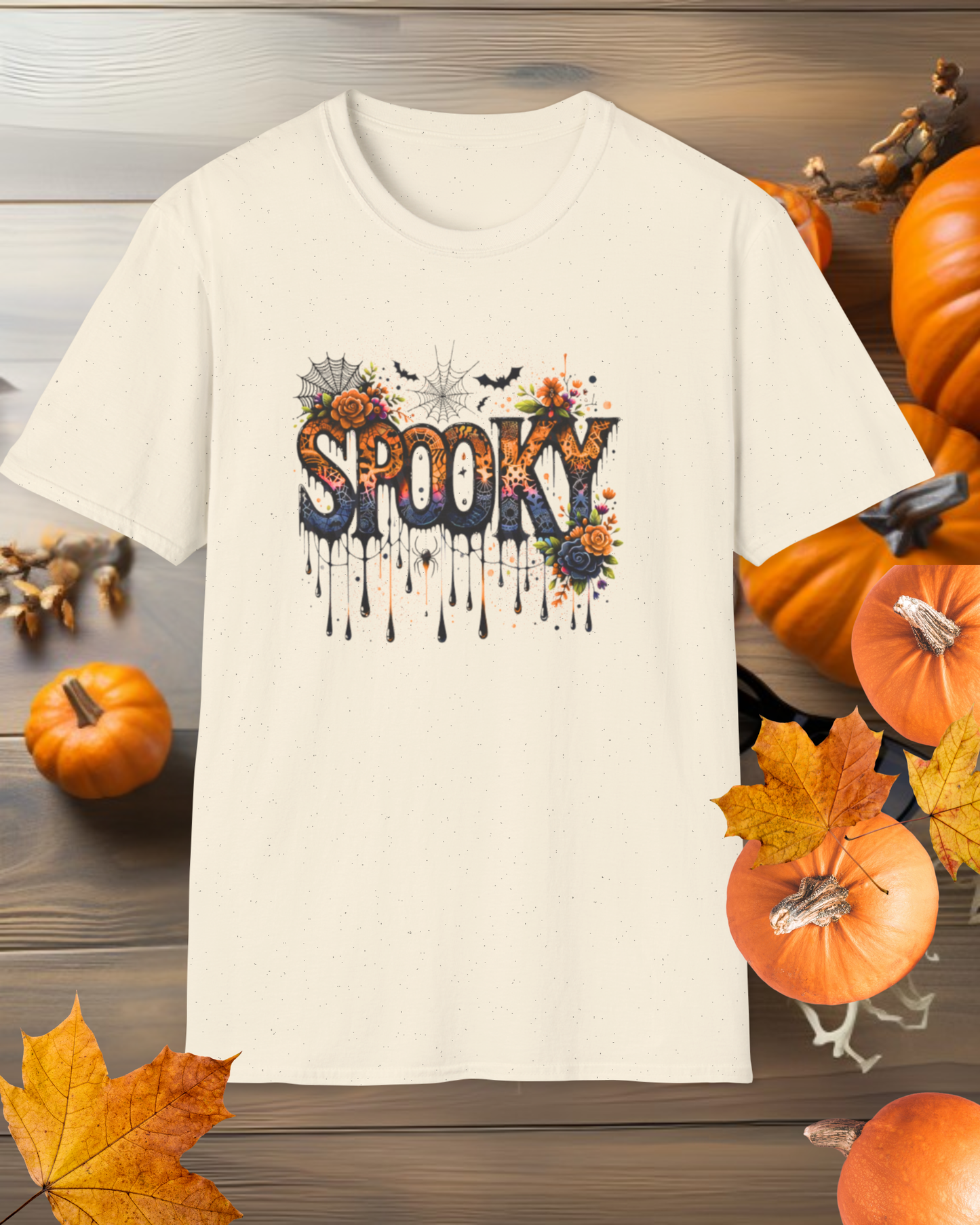 Spooky Floral Unisex Softstyle T-Shirt | Halloween Tees | Fall Fashion | Casual Wear | Gift for All