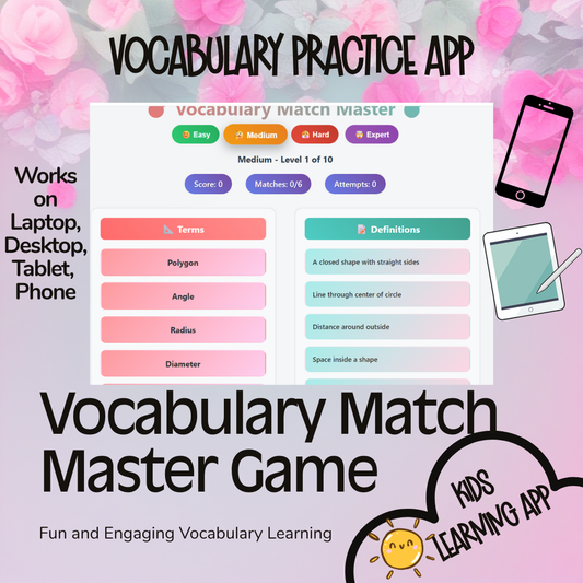 Vocabulary Match Master – Interactive Tap-to-Match Vocabulary Game (Instant Download) | Classroom Centers, Homeschool, iPad/Tablet/Phone