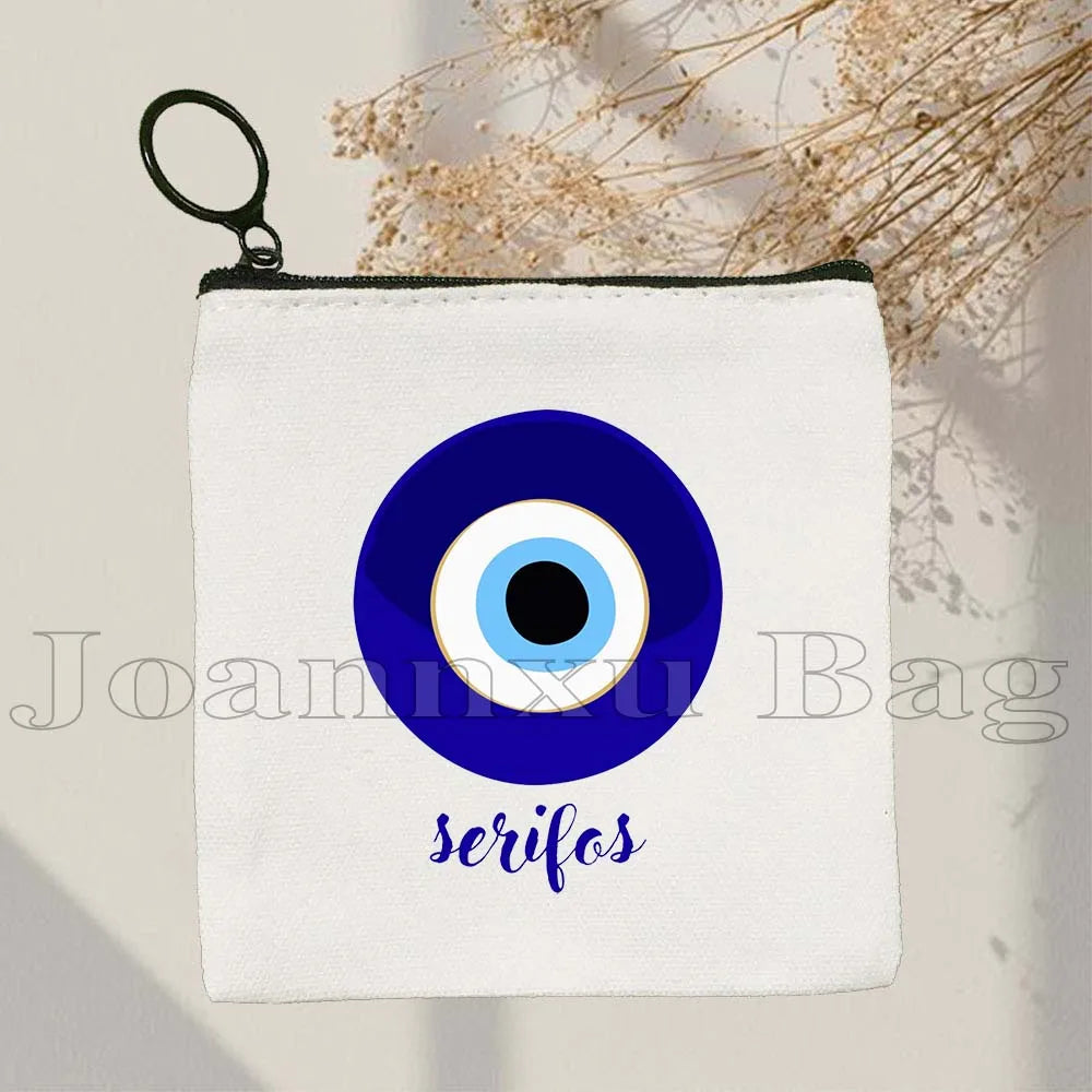 The Evil Eye Curse Protection Turkish Magic Nazar GREECE Blue Evil Eye Amulet Coin Purse Key Case Small Bags Wallet Zipper Pouch