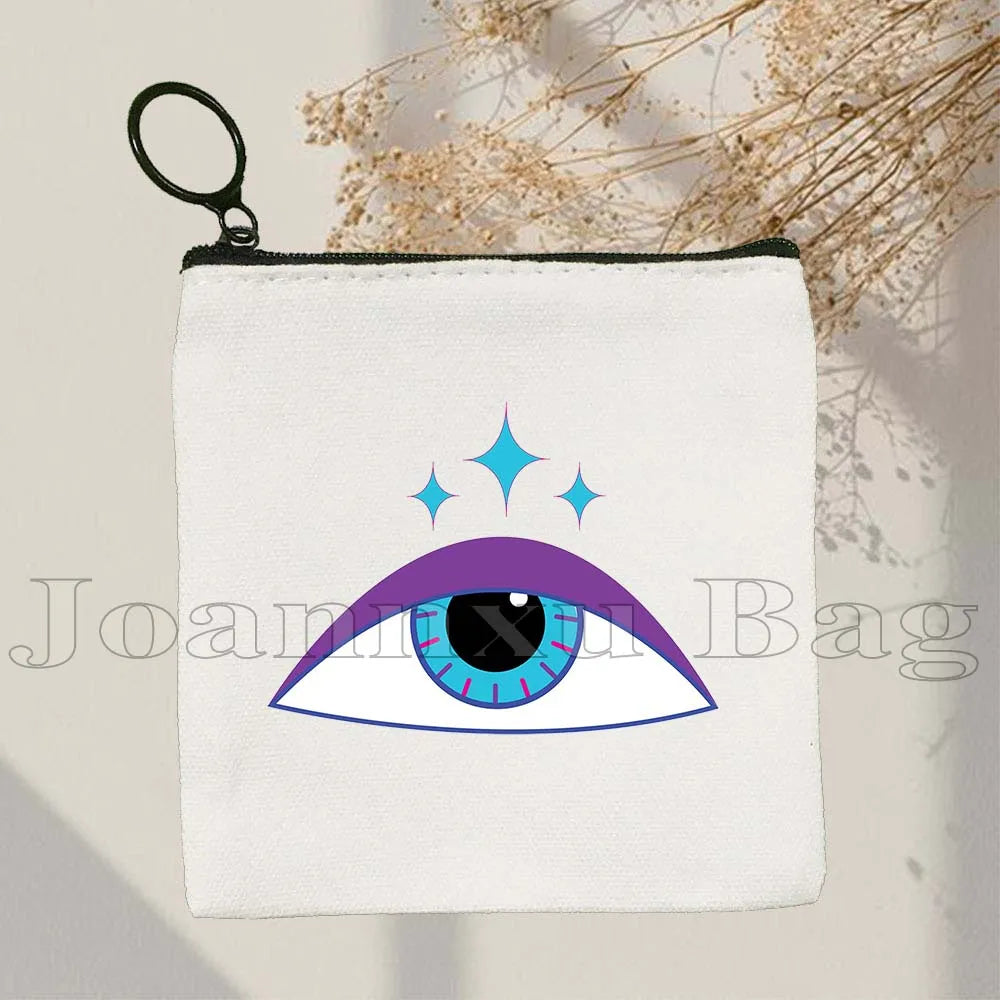 The Evil Eye Curse Protection Turkish Magic Nazar GREECE Blue Evil Eye Amulet Coin Purse Key Case Small Bags Wallet Zipper Pouch