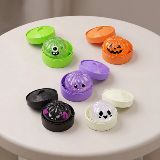 Cute Halloween Glitter Pumpkin Squishy Toys | Spooky Sensory Fidget Stress Relief Gifts