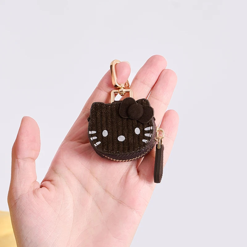 Cute Kitty Coin Purse Keychain, Mini Zipper Wallet, Kawaii Cat Face Pouch