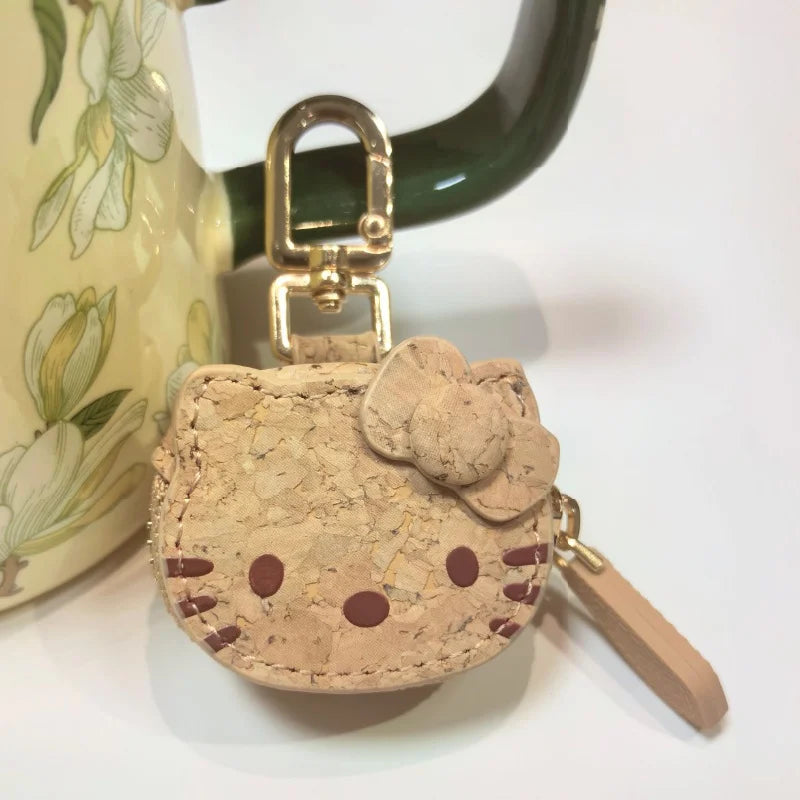 Cute Kitty Coin Purse Keychain, Mini Zipper Wallet, Kawaii Cat Face Pouch