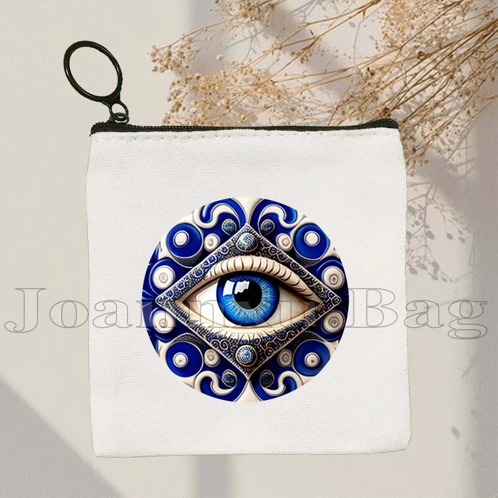 The Evil Eye Curse Protection Turkish Magic Nazar GREECE Blue Evil Eye Amulet Coin Purse Key Case Small Bags Wallet Zipper Pouch