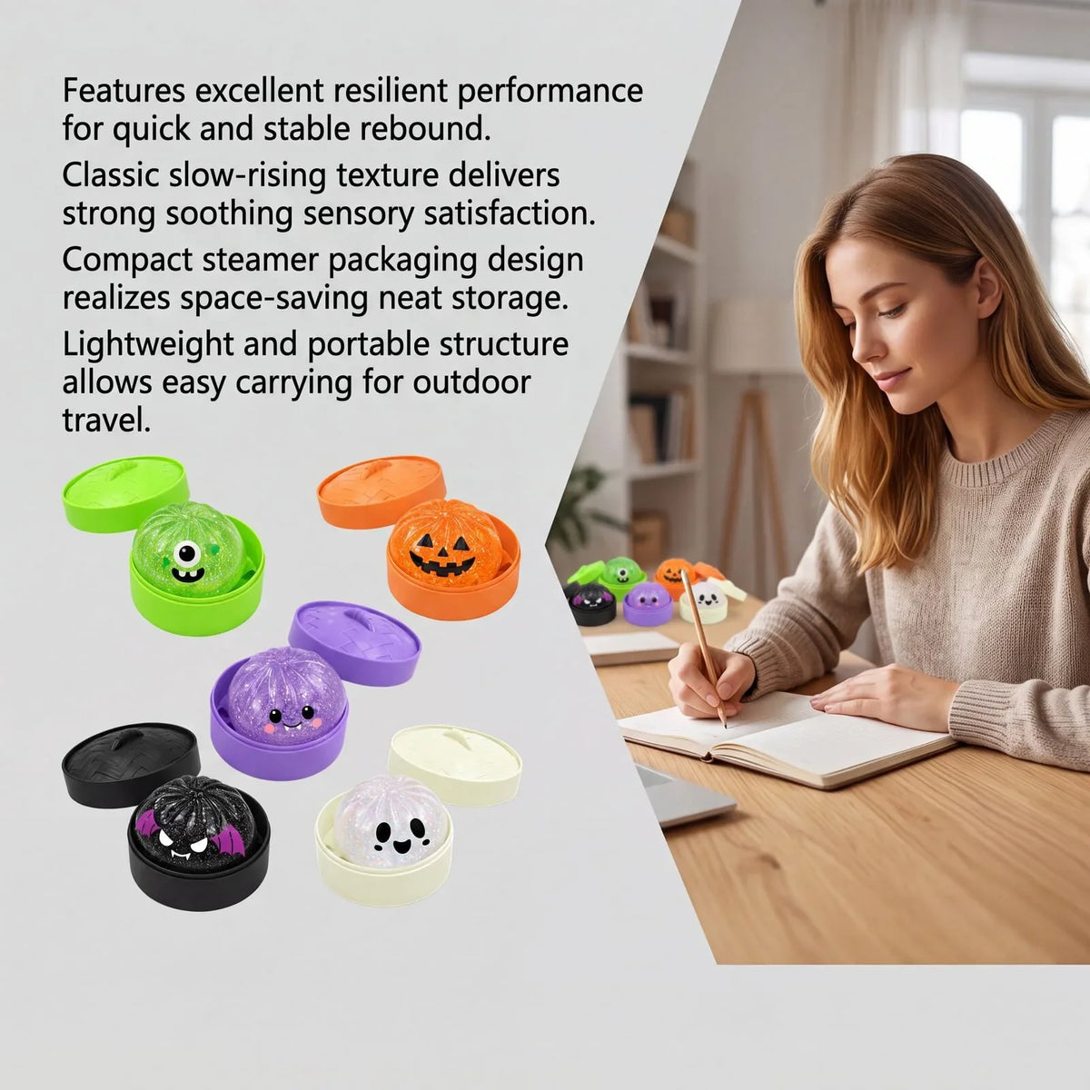 Cute Halloween Glitter Pumpkin Squishy Toys | Spooky Sensory Fidget Stress Relief Gifts