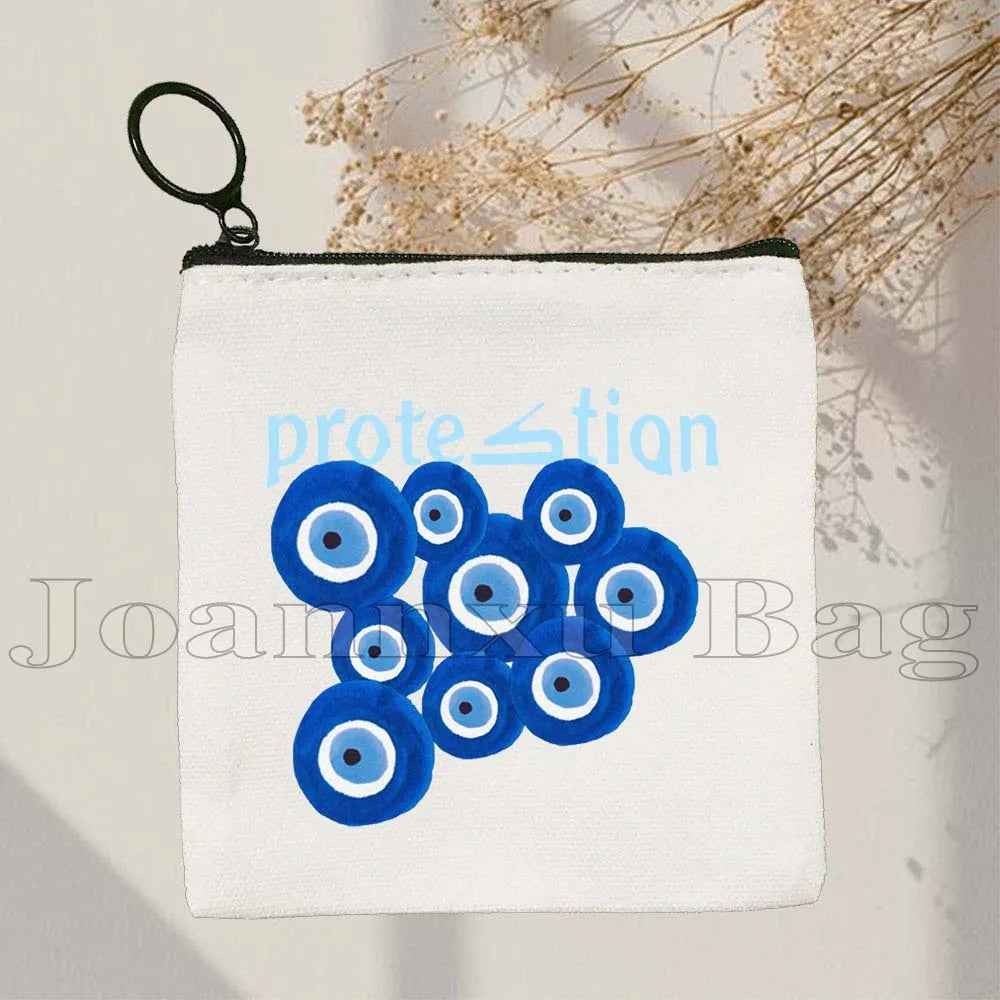 The Evil Eye Curse Protection Turkish Magic Nazar GREECE Blue Evil Eye Amulet Coin Purse Key Case Small Bags Wallet Zipper Pouch