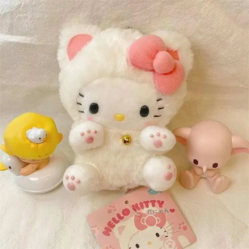 Plush Kitty Keychain, Kawaii Cat Bag Charm, Backpack & Purse Accessory, Soft Cute Keychain (Single or Set)