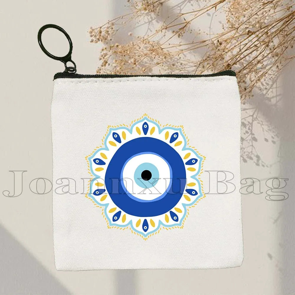 The Evil Eye Curse Protection Turkish Magic Nazar GREECE Blue Evil Eye Amulet Coin Purse Key Case Small Bags Wallet Zipper Pouch
