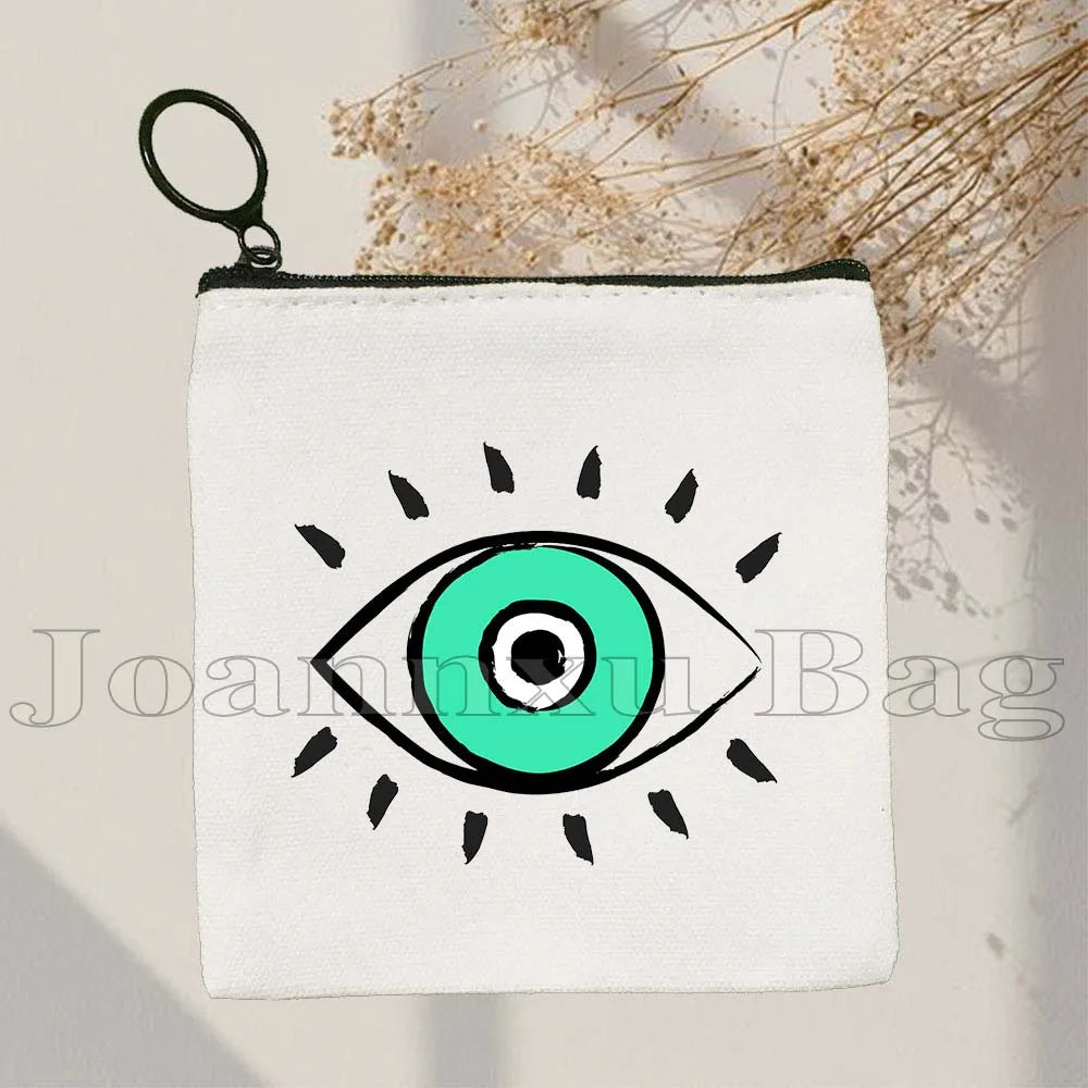 The Evil Eye Curse Protection Turkish Magic Nazar GREECE Blue Evil Eye Amulet Coin Purse Key Case Small Bags Wallet Zipper Pouch