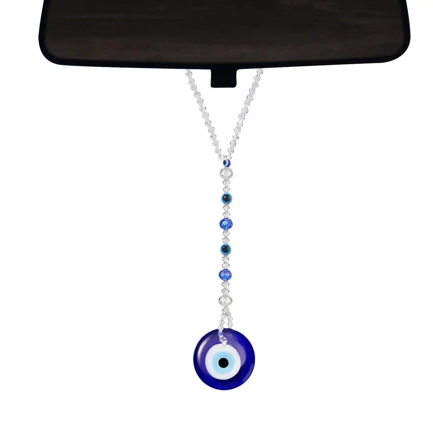Evil Eye Car Mirror Charm – Blue Protection Beaded Hanging Ornament
