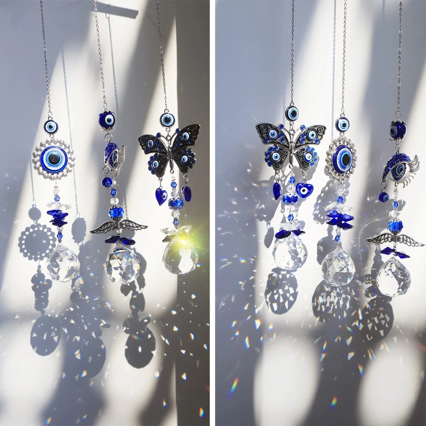 1pcs Evil Eye Suncatchers with Crystal Prism Balls for Window Hanging Sun Catcher Decor Blue Eyes Suncatcher Rainbow Maker Penda