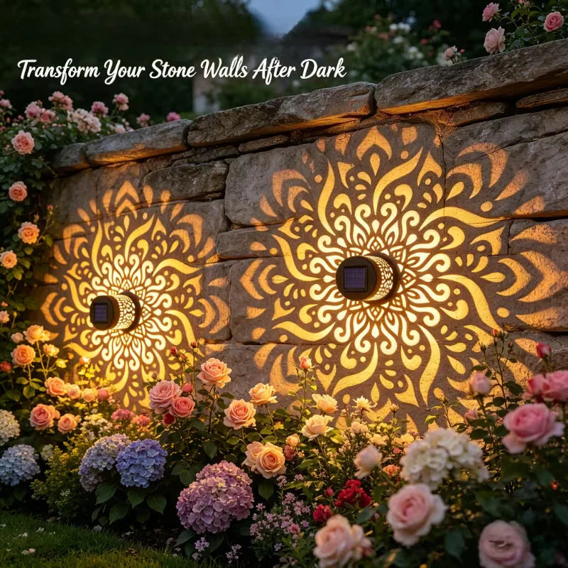 Solar-Powered Datura Lantern Light Wall Lamp Outdoor Garden Patio Walkway Decorations Lighting for Garden Decor