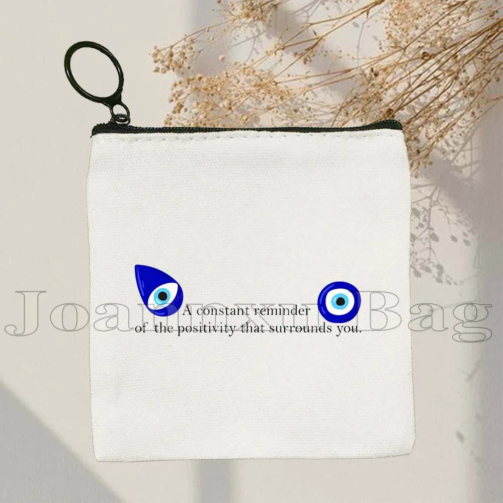 The Evil Eye Curse Protection Turkish Magic Nazar GREECE Blue Evil Eye Amulet Coin Purse Key Case Small Bags Wallet Zipper Pouch