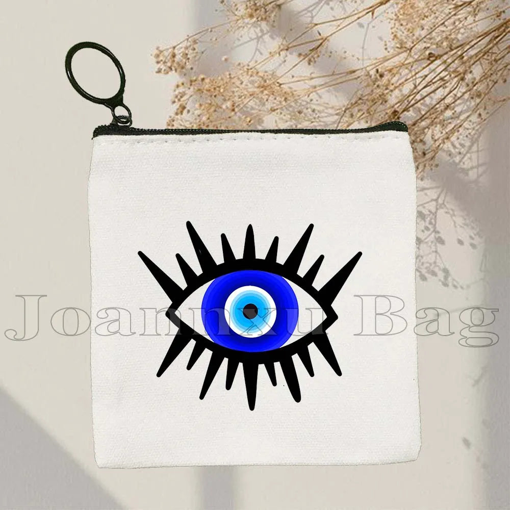 The Evil Eye Curse Protection Turkish Magic Nazar GREECE Blue Evil Eye Amulet Coin Purse Key Case Small Bags Wallet Zipper Pouch