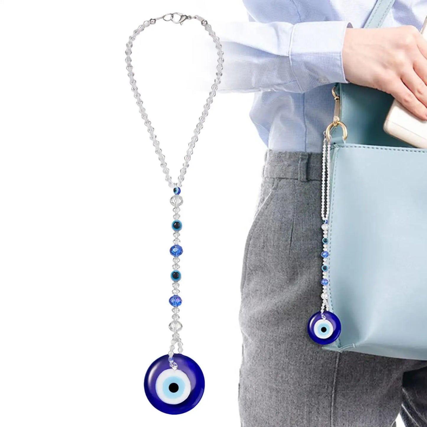 Evil Eye Car Mirror Charm – Blue Protection Beaded Hanging Ornament