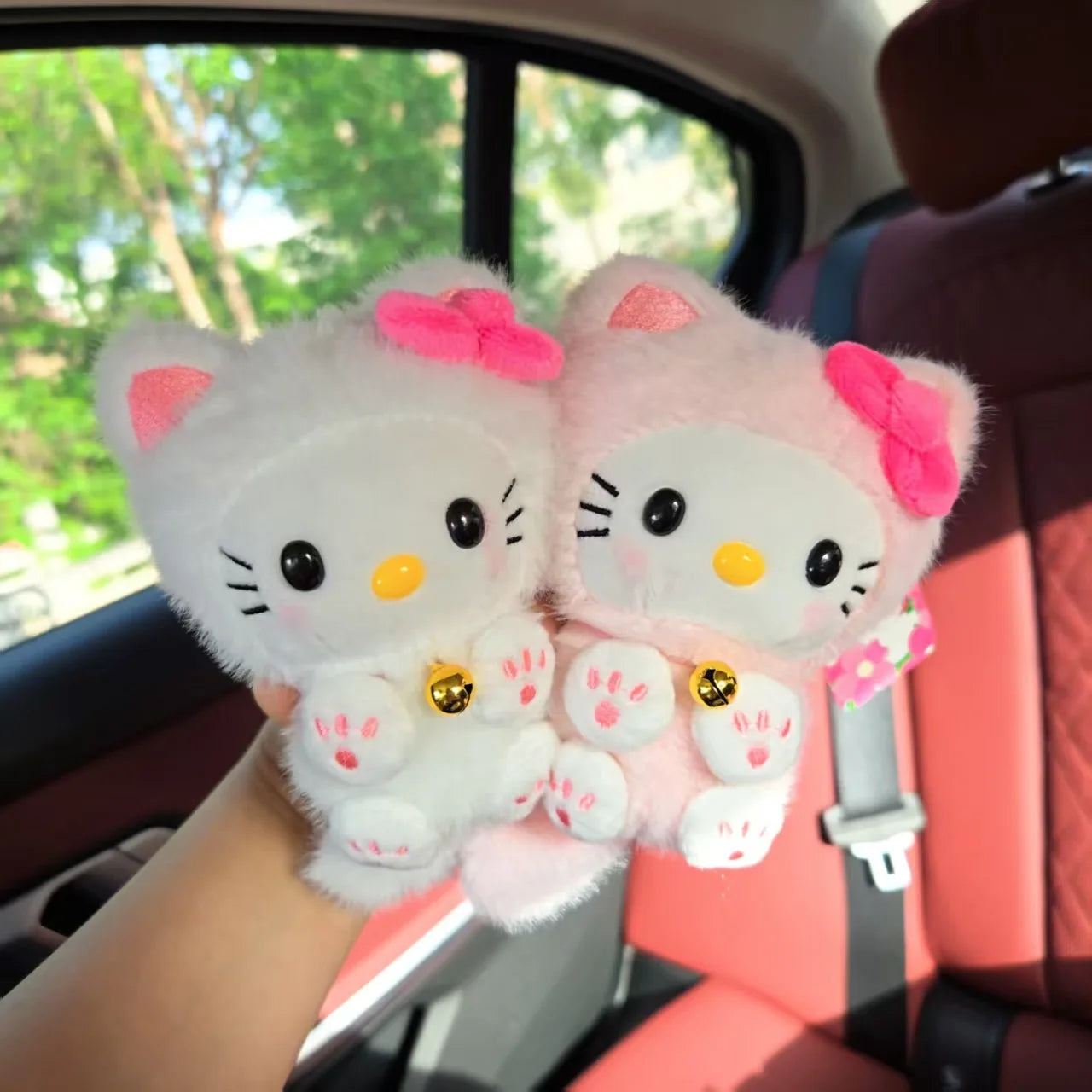 Plush Kitty Keychain, Kawaii Cat Bag Charm, Backpack & Purse Accessory, Soft Cute Keychain (Single or Set)