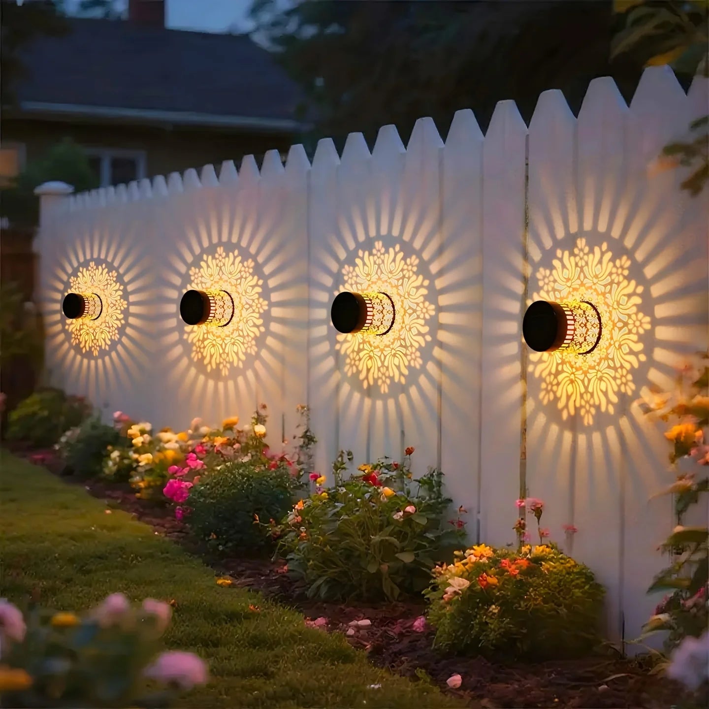 Solar-Powered Datura Lantern Light Wall Lamp Outdoor Garden Patio Walkway Decorations Lighting for Garden Decor