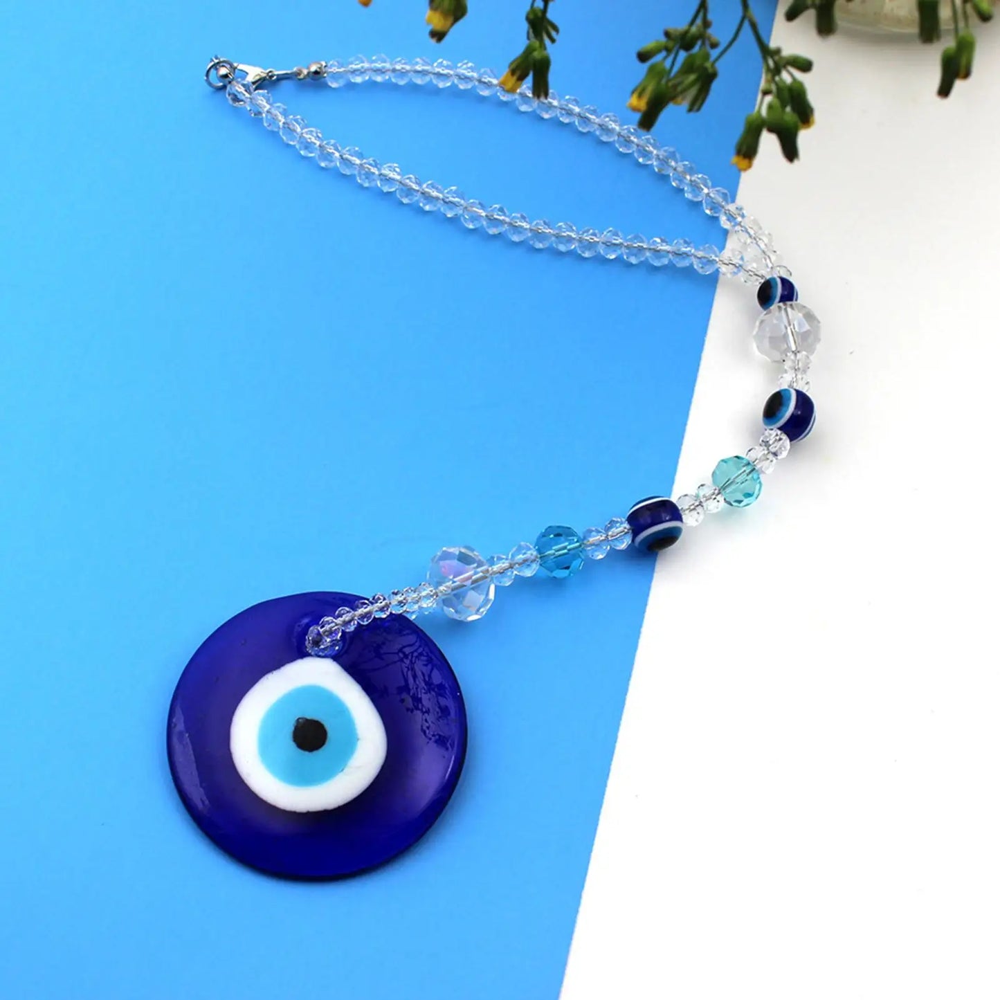 Evil Eye Car Mirror Charm – Blue Protection Beaded Hanging Ornament