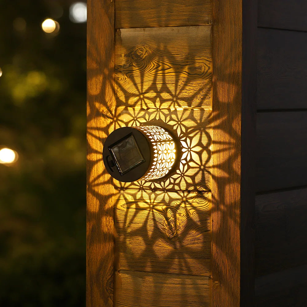 Solar-Powered Datura Lantern Light Wall Lamp Outdoor Garden Patio Walkway Decorations Lighting for Garden Decor