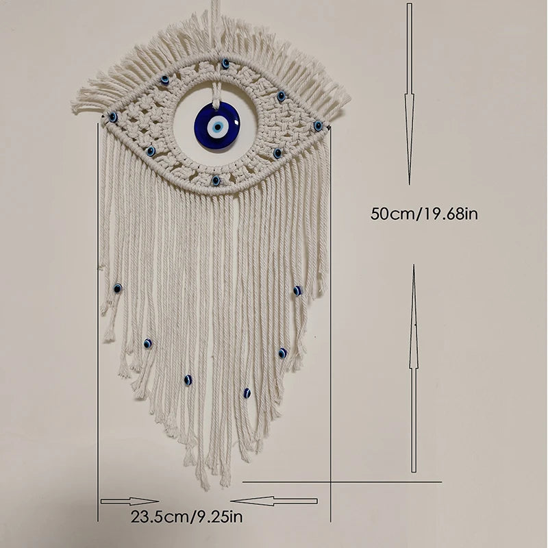 Evil Eye Macrame Wall Hanging | Boho Protection Decor | Spiritual Home Decor | Nazar Amulet Wall Art | Neutral Aesthetic Room Decor
