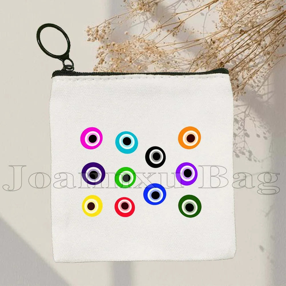 The Evil Eye Curse Protection Turkish Magic Nazar GREECE Blue Evil Eye Amulet Coin Purse Key Case Small Bags Wallet Zipper Pouch