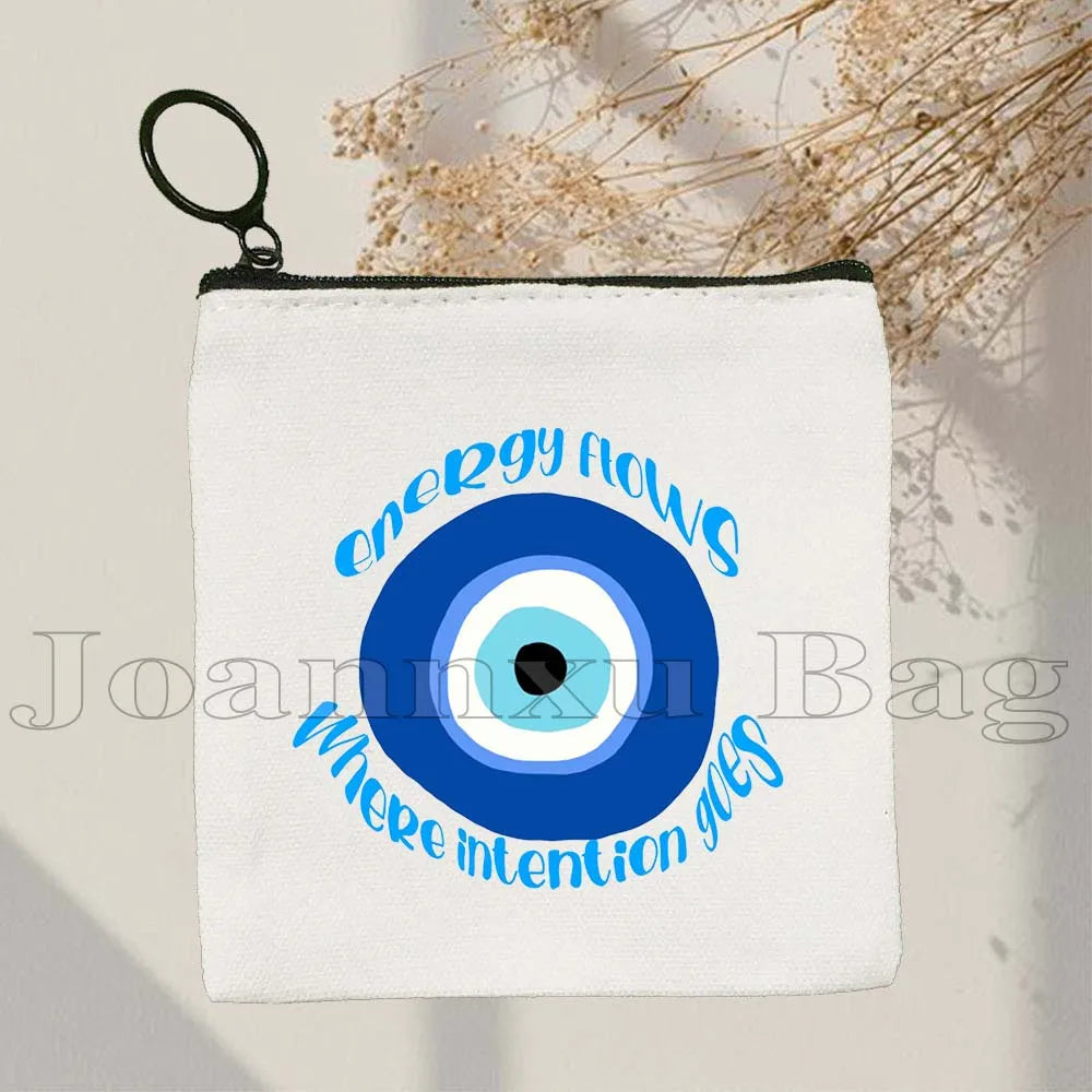 The Evil Eye Curse Protection Turkish Magic Nazar GREECE Blue Evil Eye Amulet Coin Purse Key Case Small Bags Wallet Zipper Pouch