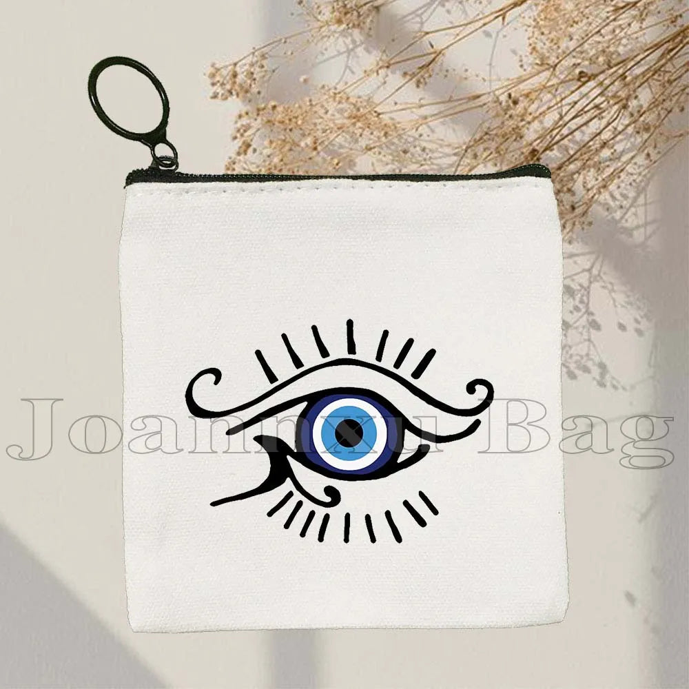 The Evil Eye Curse Protection Turkish Magic Nazar GREECE Blue Evil Eye Amulet Coin Purse Key Case Small Bags Wallet Zipper Pouch