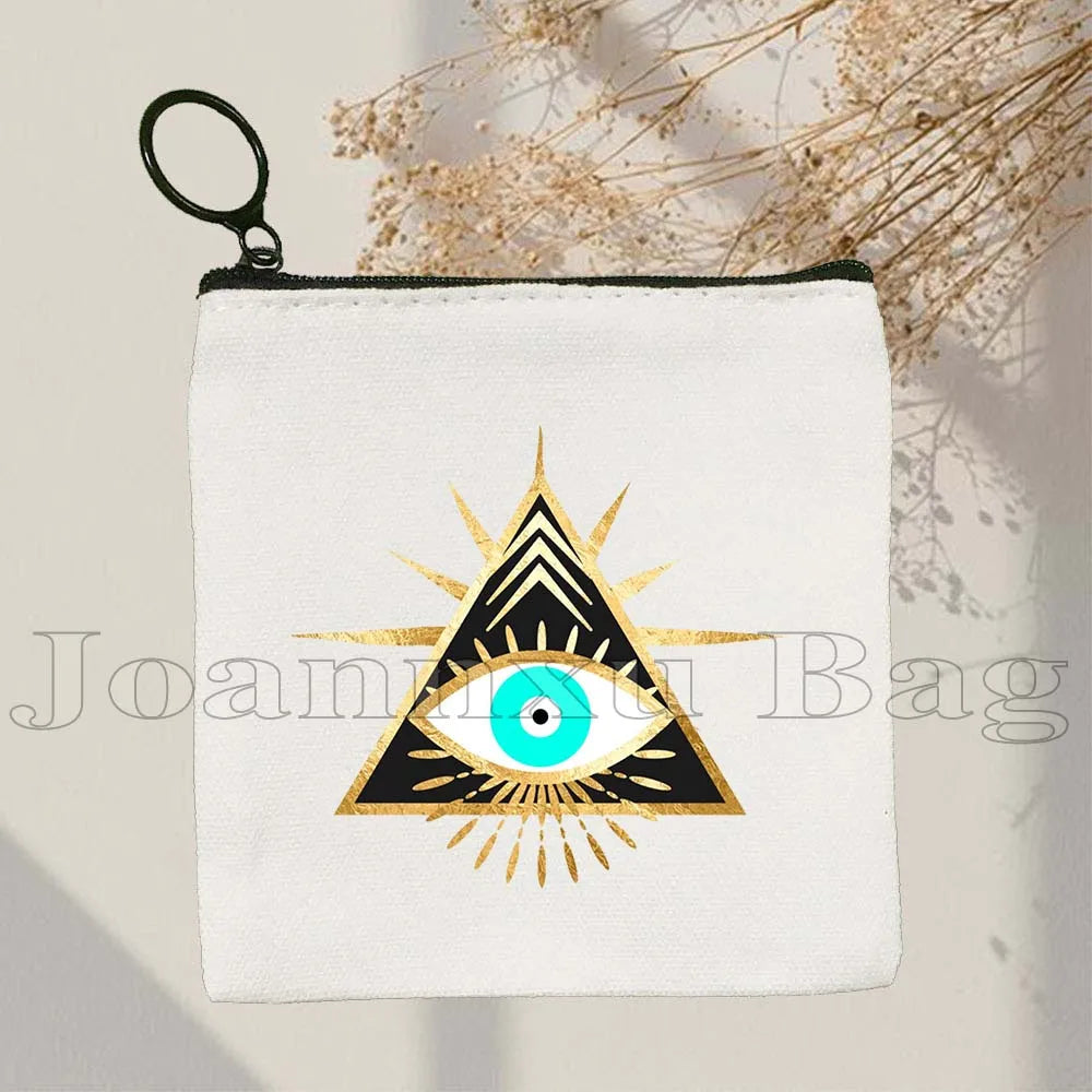 The Evil Eye Curse Protection Turkish Magic Nazar GREECE Blue Evil Eye Amulet Coin Purse Key Case Small Bags Wallet Zipper Pouch