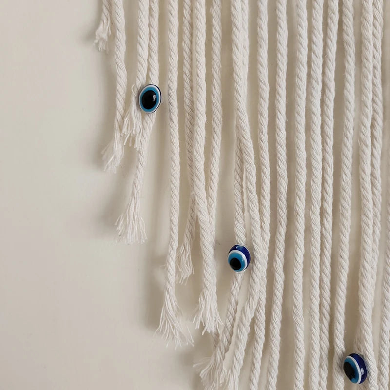 Evil Eye Macrame Wall Hanging | Boho Protection Decor | Spiritual Home Decor | Nazar Amulet Wall Art | Neutral Aesthetic Room Decor